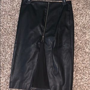 Faux leather asymmetrical skirt